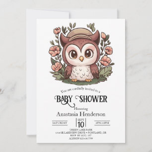 Whimsical Lovely Owl Baby Shower Invitation