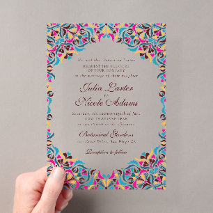 Whimsical Luxury Ivory Floral Style Border Wedding Acrylic Invitations