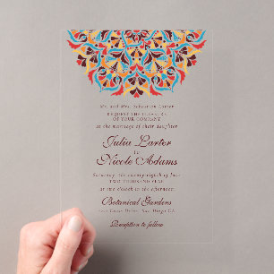 Whimsical Luxury Ivory Floral Style Border Wedding Acrylic Invitations