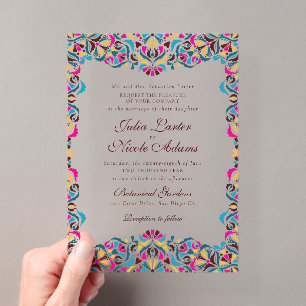Whimsical Luxury Ivory Floral Style Border Wedding Acrylic Invitations