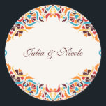 Whimsical Luxury Ivory Floral Style Border Wedding Classic Round Sticker<br><div class="desc">Beautiful Invitation to celebrate Special occasions and festivals comes with digital and E-invitation as per your request. We would love to replicate our designs to make multiple products like rsvp cards, labels envelopes, and more. Customization is available for ready to print on request at info@shamaurcreatif@gmail.com. Look Forward to hearing from...</div>