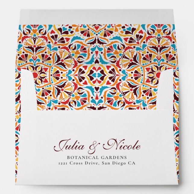 Whimsical Luxury Ivory Floral Style Border Wedding Envelope (Back (Bottom))