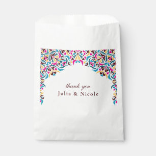 Whimsical Luxury Ivory Floral Style Border Wedding Favour Bag