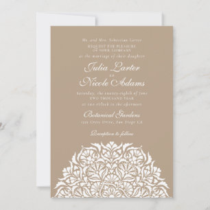 Whimsical Luxury Ivory Floral Style Border Wedding Invitation