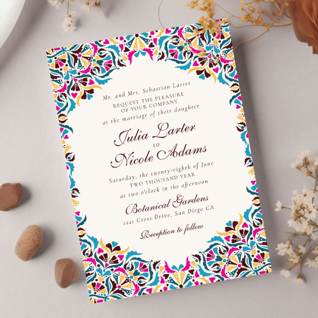Whimsical Luxury Ivory Floral Style Border Wedding Invitation (Creator Uploaded)