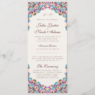 Whimsical Luxury Ivory Floral Style Border Wedding Program