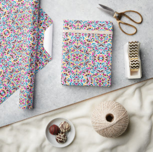 Whimsical Luxury Ivory Floral Style Border Wedding Wrapping Paper
