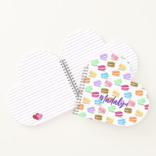 whimsical macarons pattern heart-shaped notebook