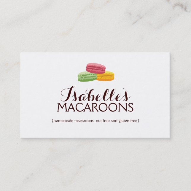 Whimsical Macaroons Bakery Business Card (Front)