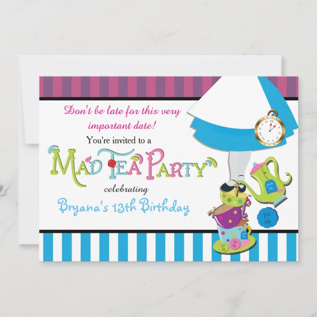 Whimsical MAD TEA PARTY CUPS Party Invitation (Front)