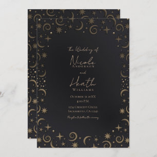 Whimsical Magic Celestial Swirls Wedding   Invitation