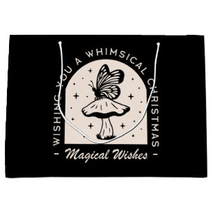 Whimsical magic Christmas witch wishes black Large Gift Bag