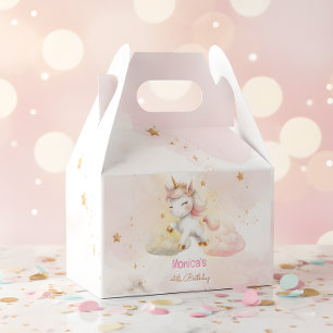 Whimsical magic pastel unicorn kids birthday favor box