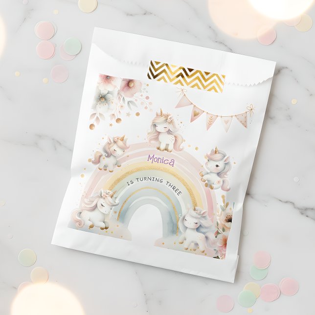 Whimsical magic pastel unicorn kids birthday favour bag (Creator Uploaded)