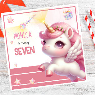 Whimsical magic pastel unicorn kids birthday napkin