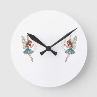 Whimsical Magical Fairy  Round Clock