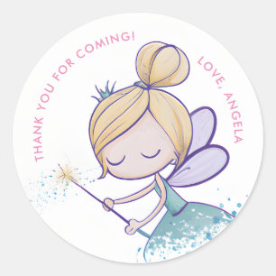 Whimsical Magical Fairy Thank You Birthday Classic Round Sticker