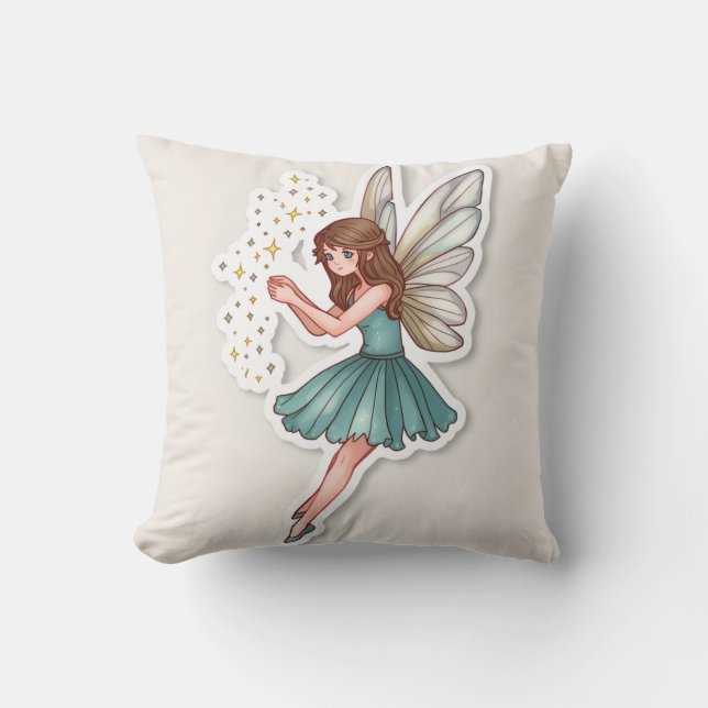 Whimsical Magical Fairy Throw Pillow (Front)