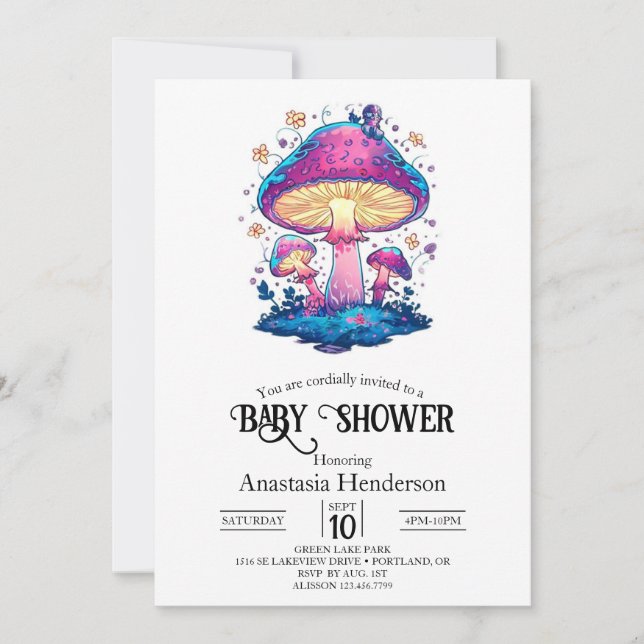 Whimsical Magical Mushroom Baby Shower Invitation (Front)