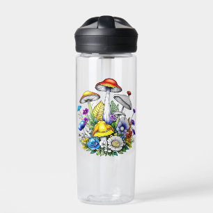 Whimsical Magical Mushrooms and Flowers Water Bottle