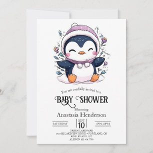 Whimsical Magical Penguin Baby Shower Invitation
