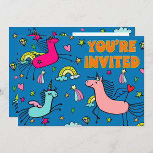 Whimsical Magical Unicorn Birthday Party Invitation