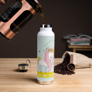 Whimsical Magical Unicorn Pink Aqua Princess Kids Water Bottle