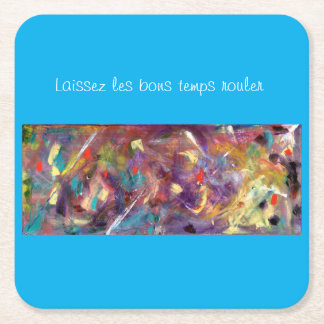 Whimsical Mardi Gras square paper coasters. Square Paper Coaster