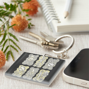Whimsical Marine Life Pattern Keychain