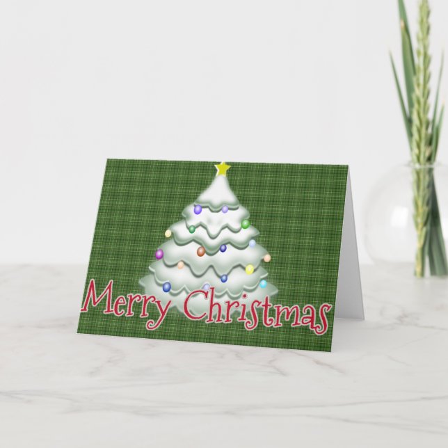 Whimsical Marshmallow Christmas Tree Greeting Card (Front)