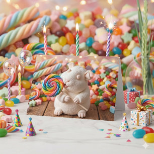 Whimsical Marshmallow Guinea Pig Happy Birthday Card