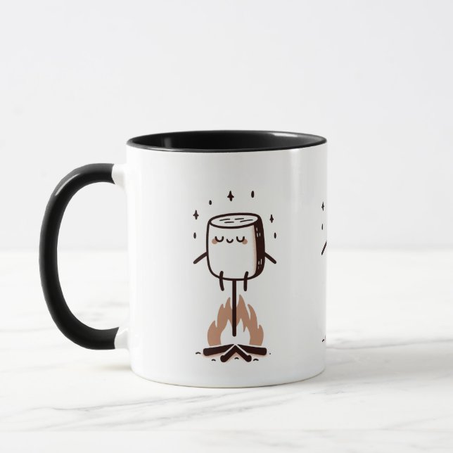 Whimsical Marshmallow Roasting Itself Mug (Left)