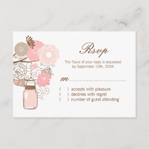Whimsical mason Jar Wedding RSVP Cards