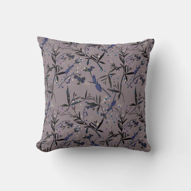 Whimsical Mauve Garden Accent  Throw Pillow (Front)
