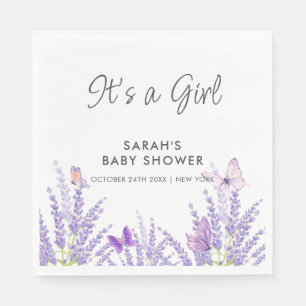 Whimsical Meadow Lavender Butterfly Baby Shower Napkin