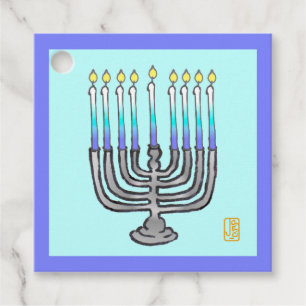 Whimsical Menorah Favour Tags