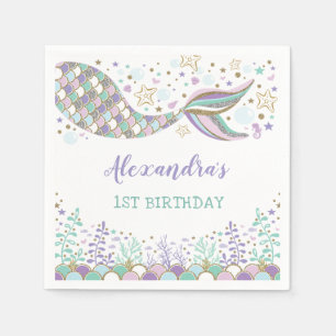 Whimsical Mermaid Birthday Under the Sea Party Napkin