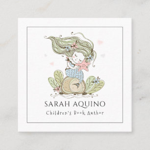 Whimsical Mermaid Children's Book Author Square B Square Business Card