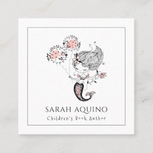 Whimsical Mermaid Children's Book Author Square Business Card