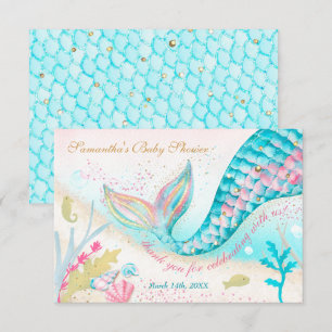 Whimsical Mermaid Girl Baby Shower Thank You