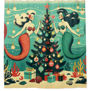 “Whimsical Mermaid Holiday Scene”