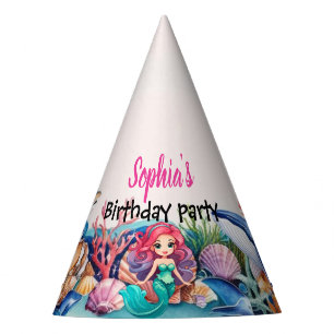 whimsical mermaid rainbow ocean birthday party  hat