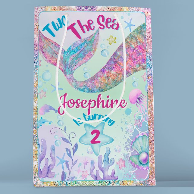whimsical Mermaid second birthday Medium Gift Bag (Creator Uploaded)