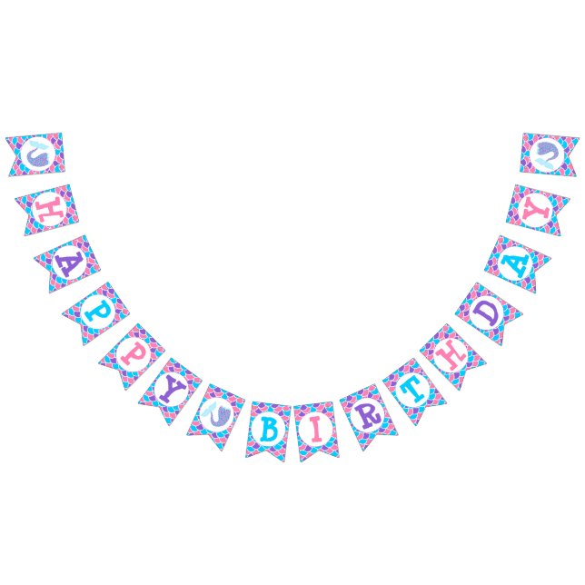 Whimsical Mermaid Tail Happy Birthday Bunting Flags (All)