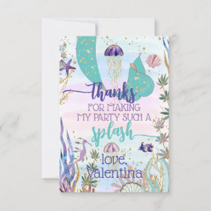 Whimsical Mermaid Tail Under the Sea Party Script  Thank You Card