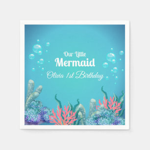Whimsical Mermaid Under the Sea Birthday Napkin