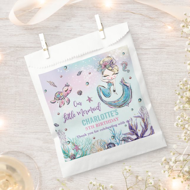 Whimsical Mermaid Under the Sea Birthday Party Favour Bag (Clipped)