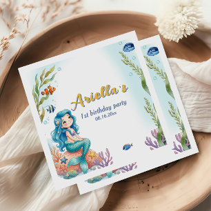 Whimsical Mermaid Under the Sea Birthday Party Nap Napkin