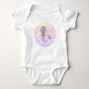 Whimsical Mermaid with Starfish Baby Bodysuit