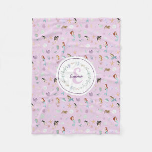 Whimsical Mermaids Monogram Fleece Blanket
